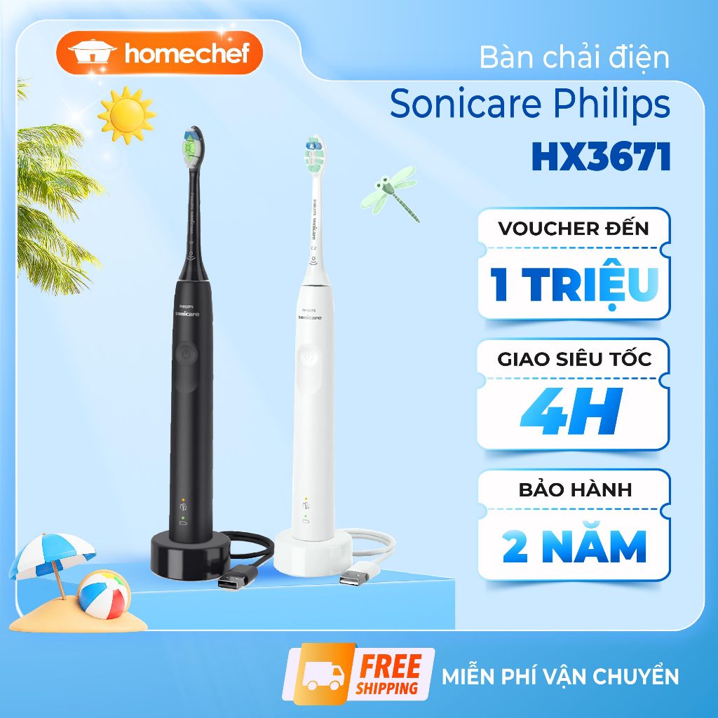 Bàn Chải Điện Philips Sonicare HX3671/54 - HX3671/23, Làm Sạch Mảng Bám Hiệu Qủa, Bảo hành 2 năm