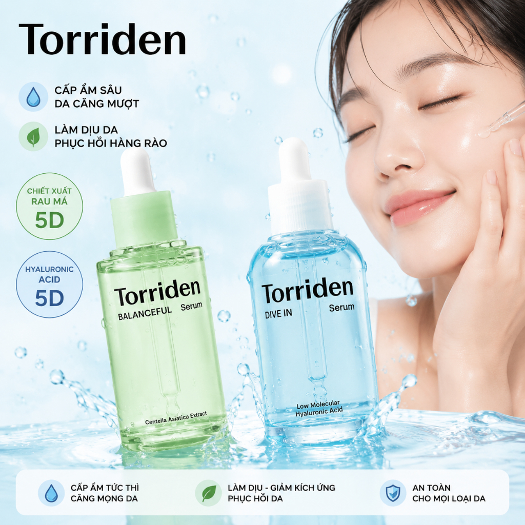 Torriden Serum DIVE IN chứa Hyaluronic Acid 50ml / BALANCEFUL CICA 50ml Serum / Serum Torriden Chính