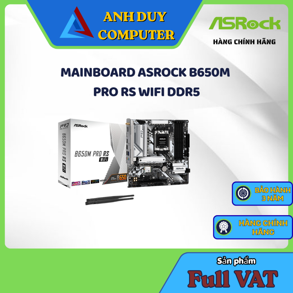 Mainboard ASRock B650M Pro RS Wifi DDR5 Bo Mạch Chủ Chính Hãng Full Vat