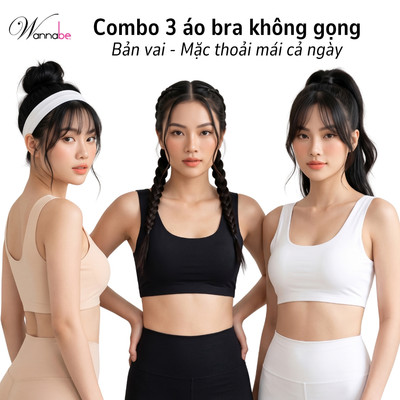 Combo 3 áo ngực WANNABE áo chíp không gọng chất su kiểu ba lỗ không gọng có mút không hằn cứng AL48S