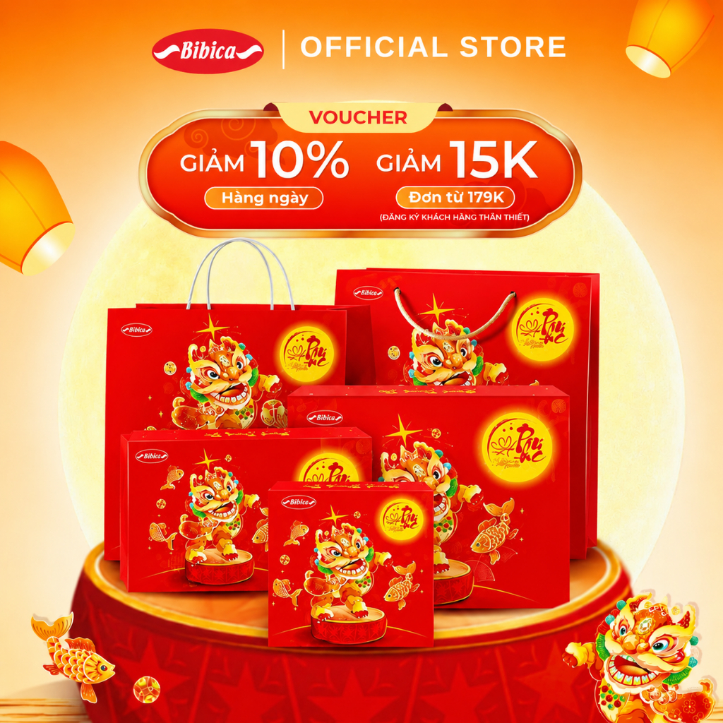 COMBO 3 Bánh nướng trung thu Bibica truyền thống nhiều vị 180g