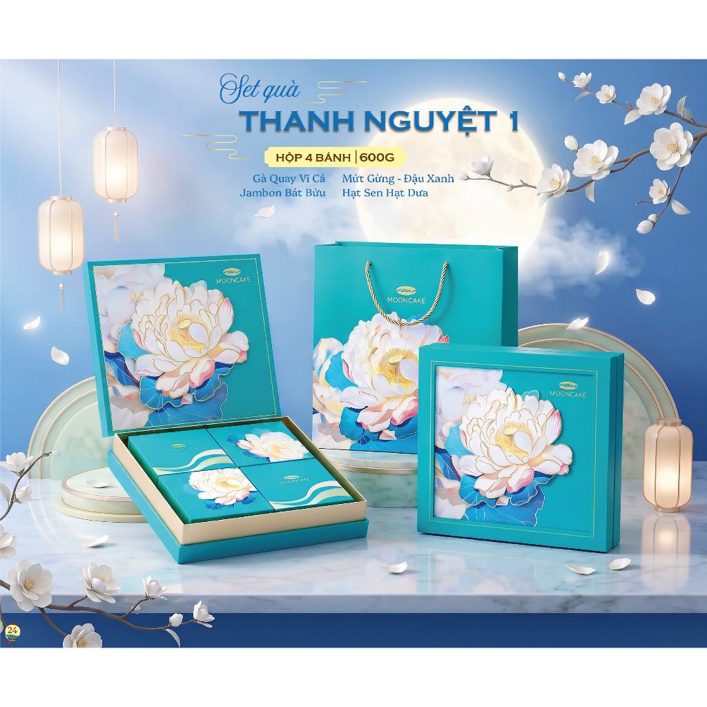 Bánh Trung Thu Cao Cấp - Thương hiệu Bibica - Thanh Nguyệt 1 600g - Thanh Nguyệt 2 600g