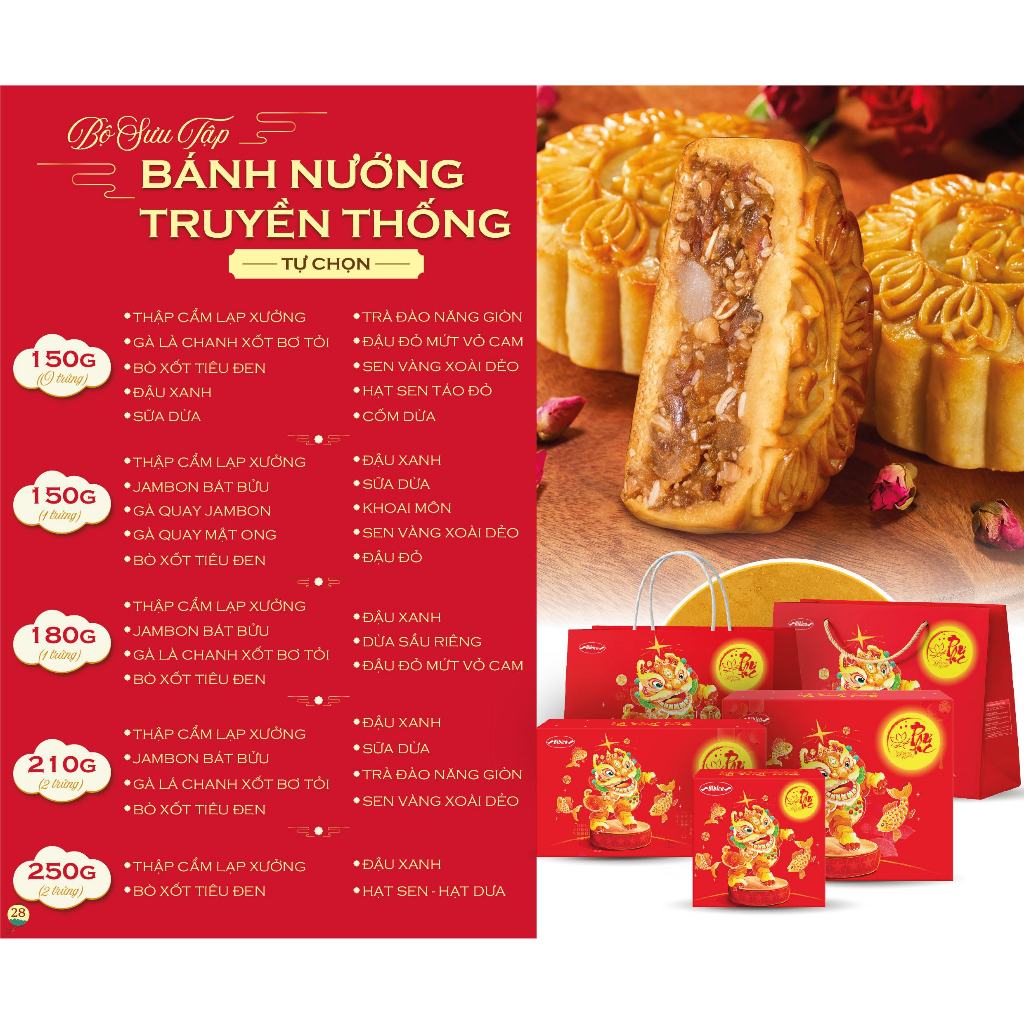 Bánh Trung Thu - Thương hiệu Bibica - Bánh nướng Thập cẩm lạp xưởng 2 trứng - 250g