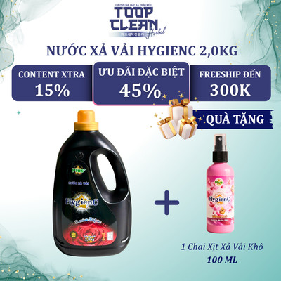 Nước Xả Vải Đậm Đặc Hygienc Plus 2.0 Kg Hương Nước Hoa - Sản Xuất Tại Việt Nam