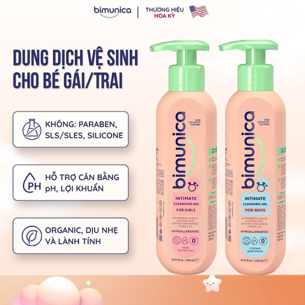 Dung Dịch Vệ Sinh Vùng Kín Và Mông Bé Bimunica - Cho Bé Gái/Trai Từ 0 Tháng…