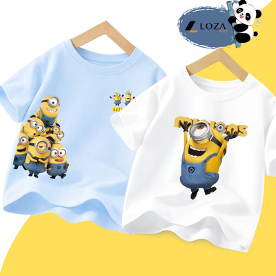 Áo thun bé trai BST MINION Hot trend - Áo phông cho bé size từ 15-45kg Loza Kids AT007