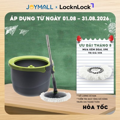 Bộ cây lau nhà Lock&Lock xoay tay mini Ettom bằng thép không gỉ ETM498, Màu xám bạc, Hàng chính hãng - JoyMall
