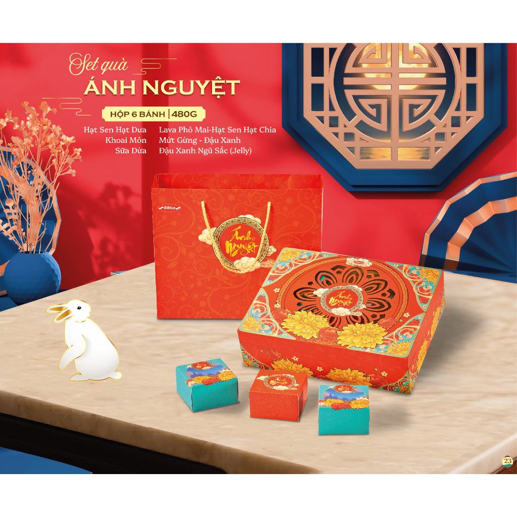 Bánh Trung Thu Cao Cấp - Thương hiệu Bibica - Ánh Nguyệt 480g - 6 bánh
