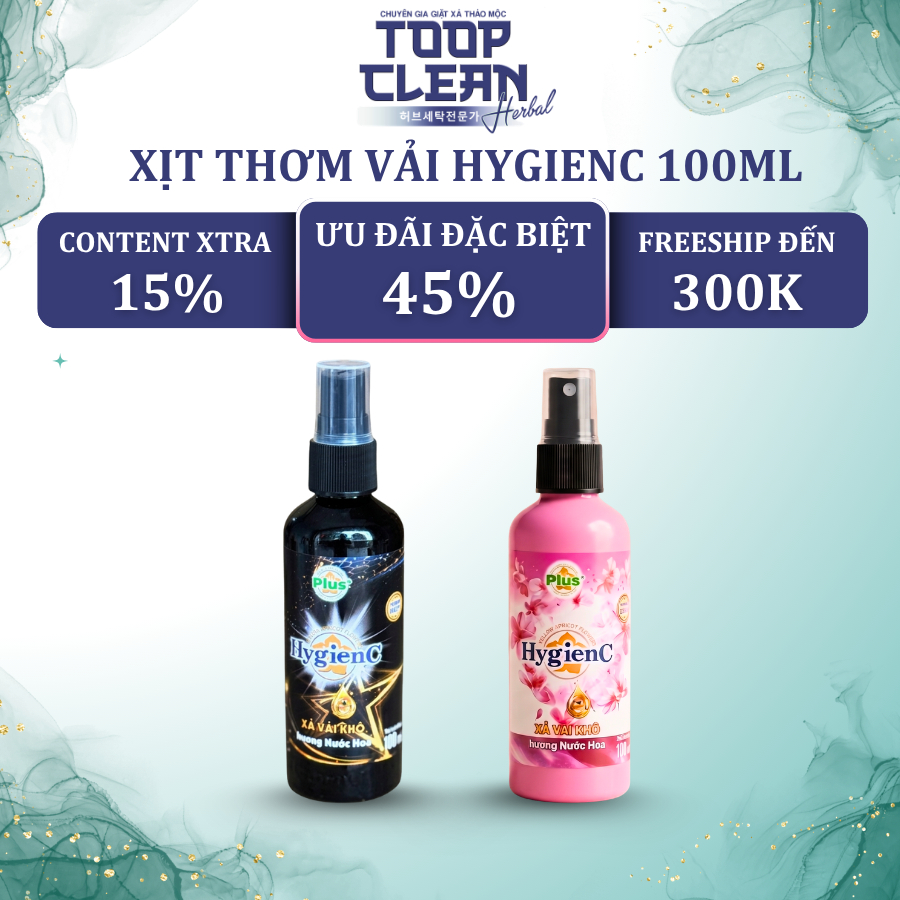 [Chính Hãng] Chai Xịt Xả Vải Khô HygienC Plus 100ml/Chai - Hương Mẫu Đơn/ Hoa Hồng (Xịt Thơm Áo Quần