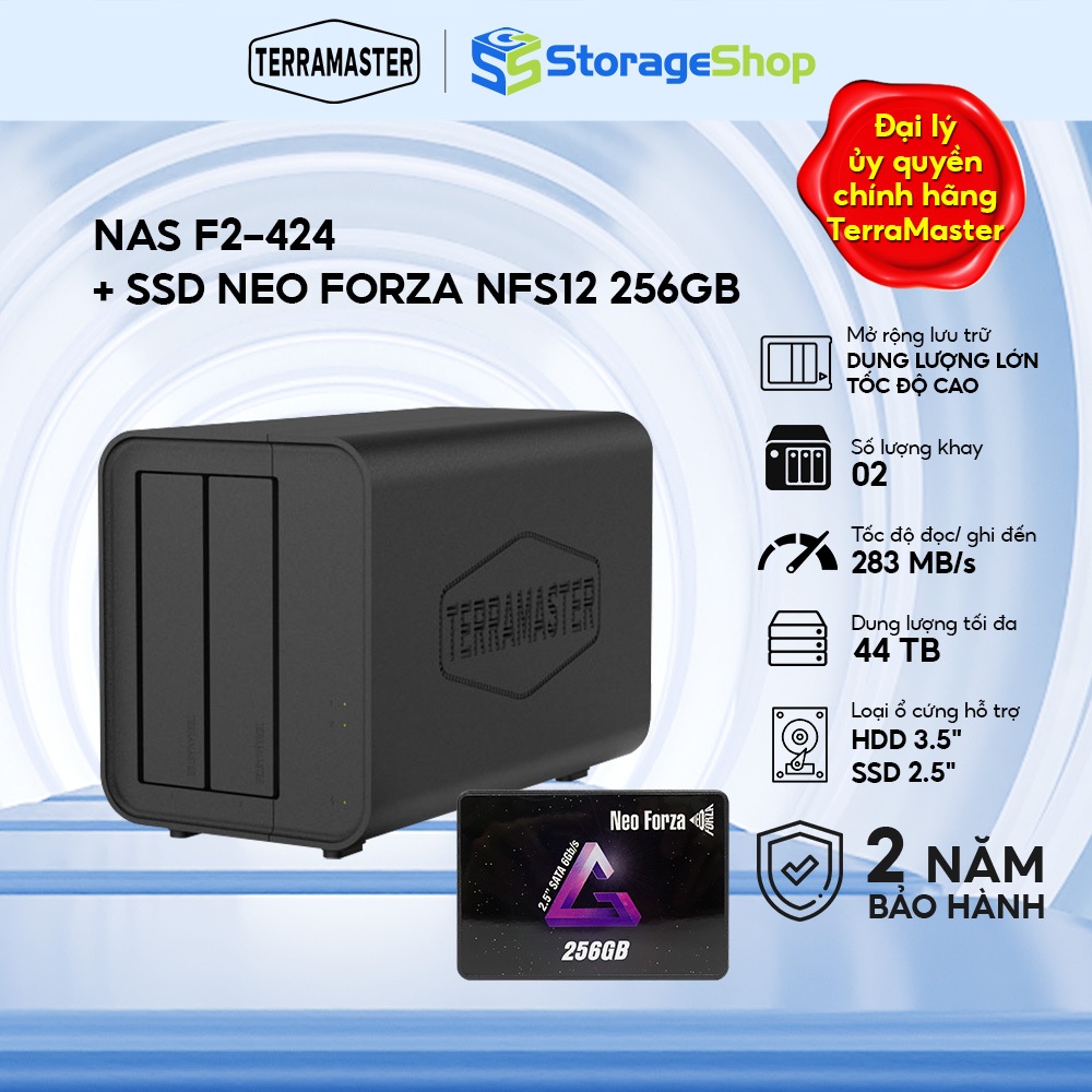 Combo Thiết bị lưu trữ mạng NAS TerraMaster F2-424 2-bay và SSD Neo Forza Sata NFS12 - Storage Shop