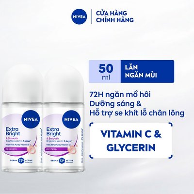 Bộ 2 Lăn Ngăn Mùi Nữ NIVEA Dưỡng Sáng | Mờ Thâm | Se Khít Lỗ Chân Lông (50 ml) - 81644x2