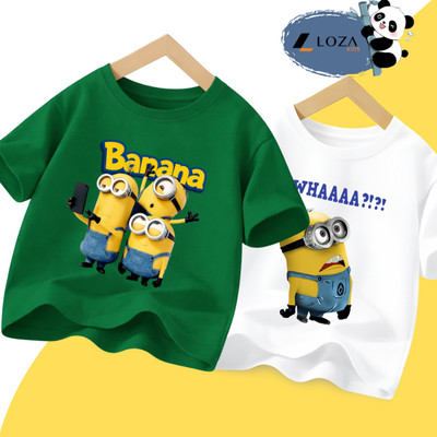Áo thun bé trai BST MINION BANANA Hot trend - Áo phông cho bé size từ 15-45kg Loza Kids AT009