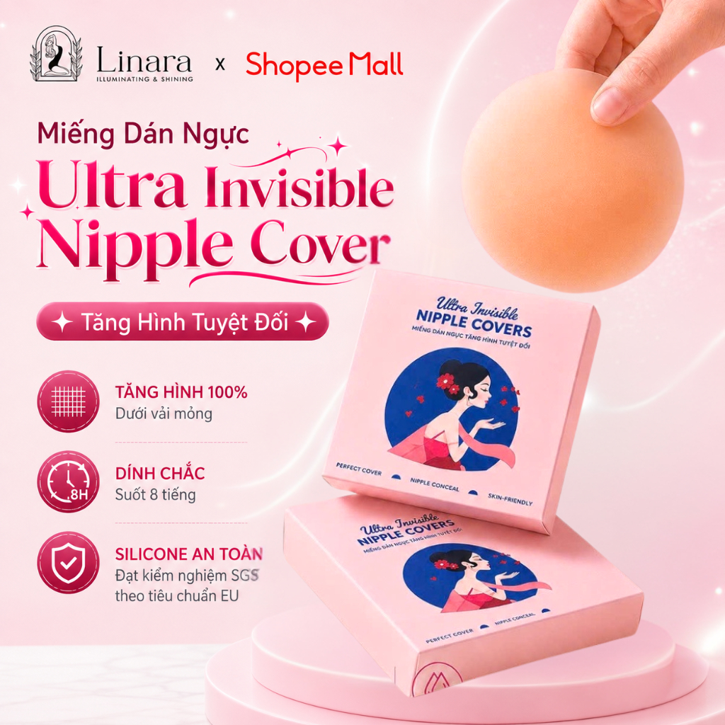 Miếng Dán Ngực Silicon Linara, Miếng Dán Ngực Siêu Dính, Tàng Hình Tuyệt Đối, Siêu Mỏng, Không Lộ Vi