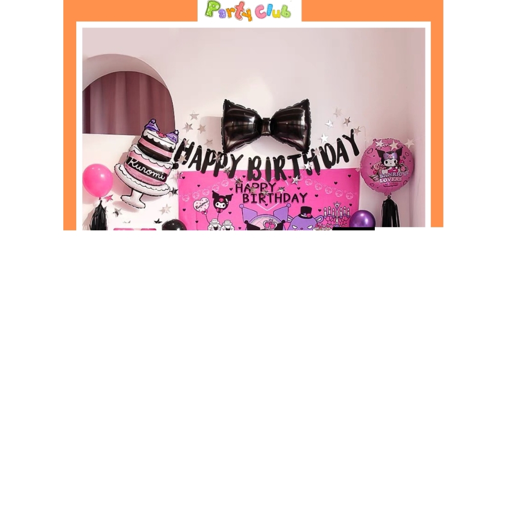 Set bóng trang trí sinh nhật Kuromi tone màu tím hồng