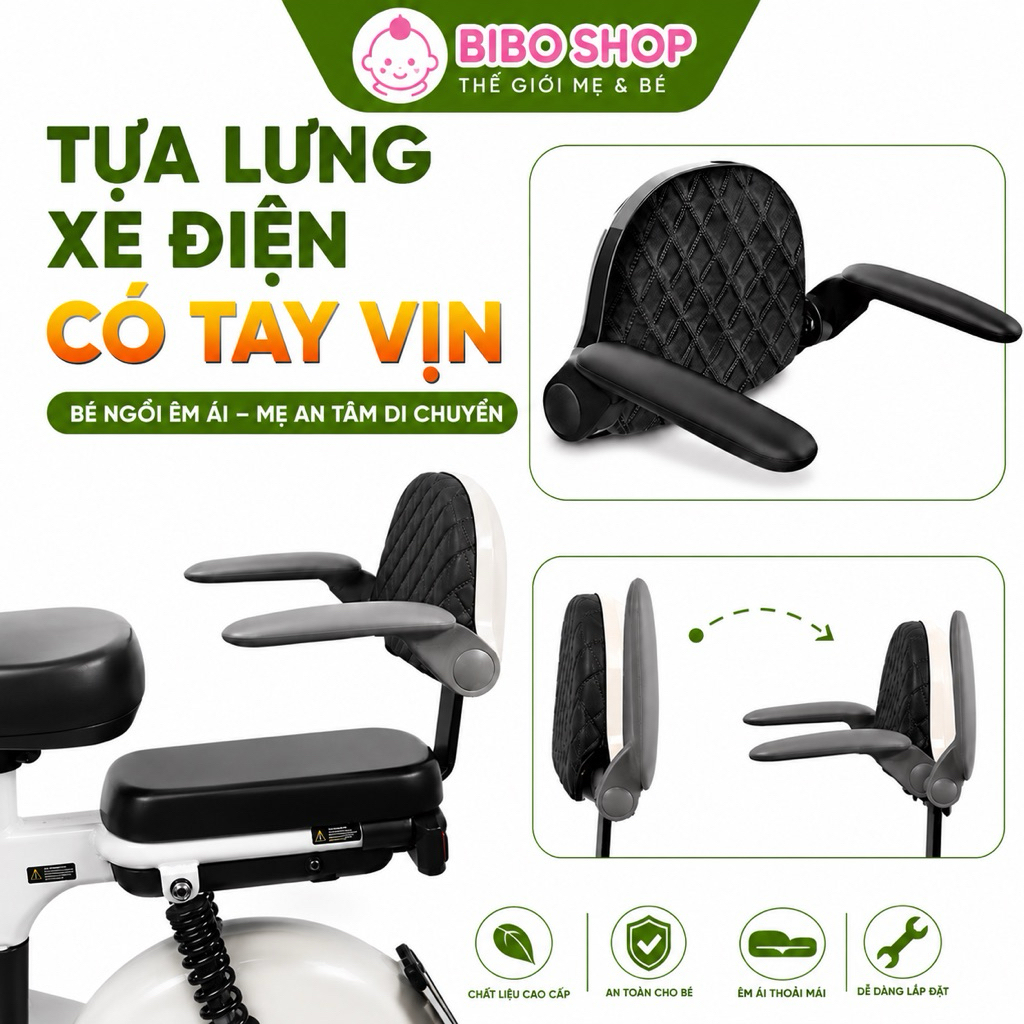 Ghế Tựa Sau Xe Điện Cho Bé Có Tay Vịn + Tựa Lưng – Phù Hợp Yadea Emma – An Toàn, Tiện Lợi