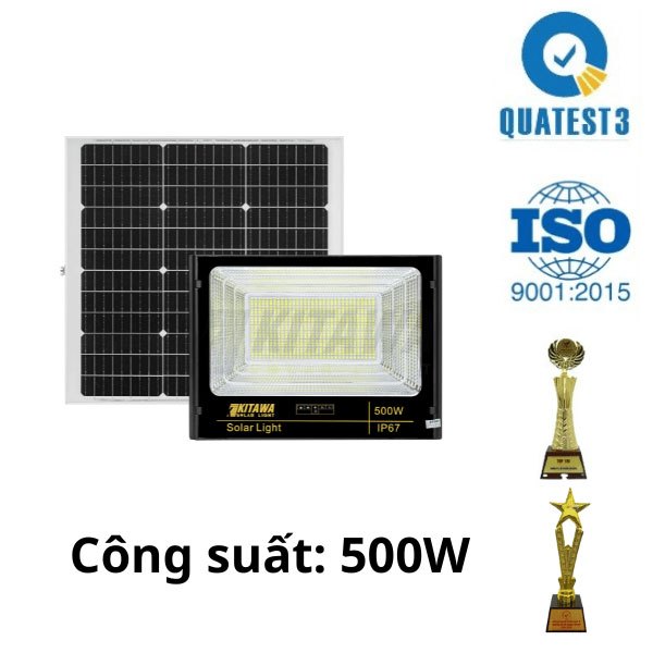 Đèn Pha Năng Lượng Mặt Trời KITAWA DP1500 500W IP67 1122 Chip LED SMD 5730 Pin LiFePO4