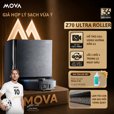 Robot Hút Bụi Lau Nhà MOVA Z70 Ultra Roller | Lực Hút Đỉnh Cao 36.000Pa | Chổi Chống Rối | BH 36 Tháng