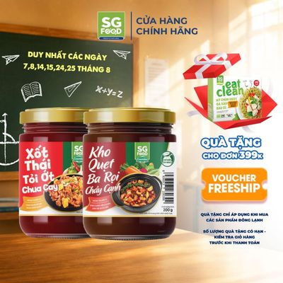 Combo 1 Xốt Thái Tỏi Ớt Chua Cay + 1 Kho Quẹt Ba Rọi Cháy Cạnh SG Food 200g