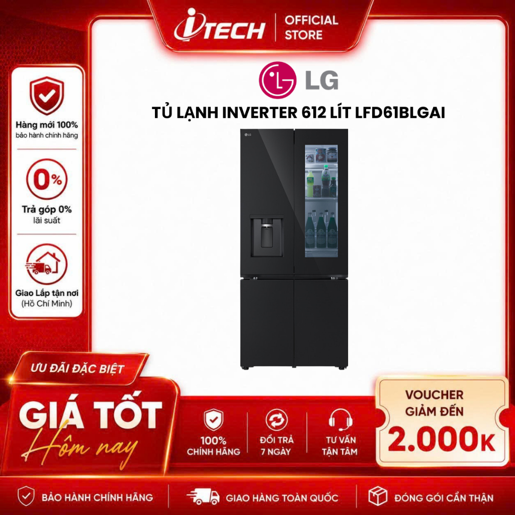 LFD61BLGAI - Tủ lạnh LG Inverter 612 lít Multi Door InstaView LFD61BLGAI - Hàng chính hãng