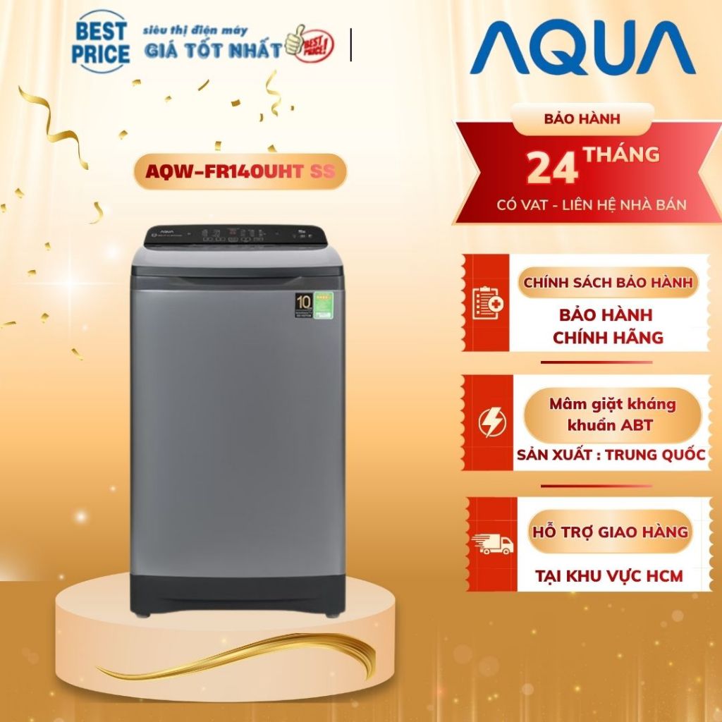 AQW-FR140UHT SS -  Máy giặt Aqua 14 kg - Bảo hành 2 năm - Hàng chính hãng AQW-FR140UHT.SS
