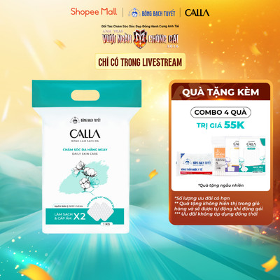 [CHỈ CÓ TRONG LIVESTREAM] Bông tẩy trang Bông Bạch Tuyết Calla làm sạch da, sạch sâu 1Kg (1200 Miếng/Gói)