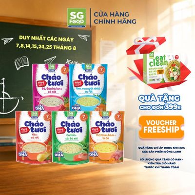 Lốc 53 BABY - 5 Cháo Tươi BABY Ăn Liền SG Food 240g Vị Gà, Thịt Bằm, Bò, Tôm, Cá Hồi