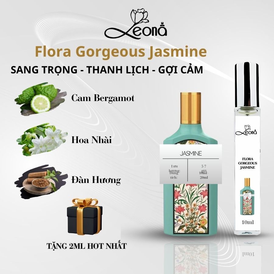 Nước Hoa Nữ FLORA XANH JASMINE | FLORA HỒNG GARDENIA - Leona Parfum Chiết 10ml Hương Thơm Sang Trọng