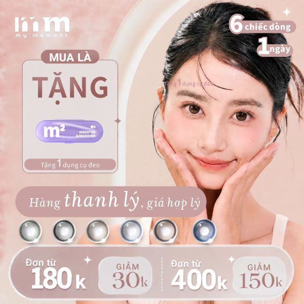 【6 CHIẾC DÒNG 1 NGÀY - THANH LÝ】MM Lens thanh lý màu nâu, đen, xám, xanh dương, xanh lá DIA 14.2-14.5mm