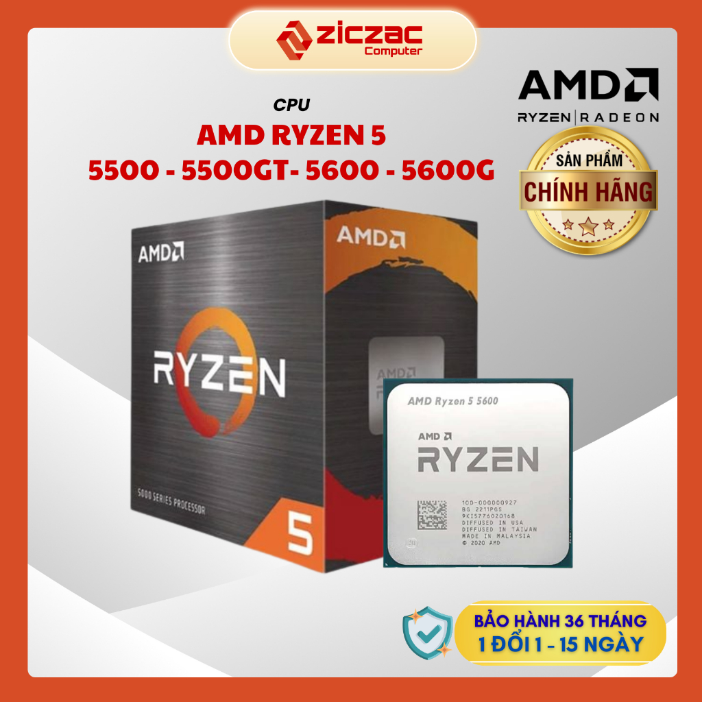 [Chính hãng] CPU AMD Ryzen 5 5500 5600 5600G 6 nhân 12 luồng socket AM4 - new BH 36th