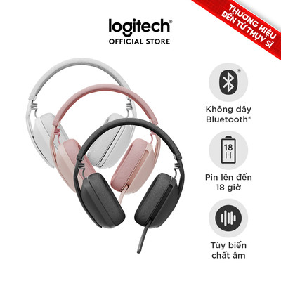 [Võ Hà Linh x Logitech]-Tai nghe không dây Logitech Zone Vibe 100 - Nhẹ, micrô khử ồn, Bluetooth đa điểm, Google Meet, Z