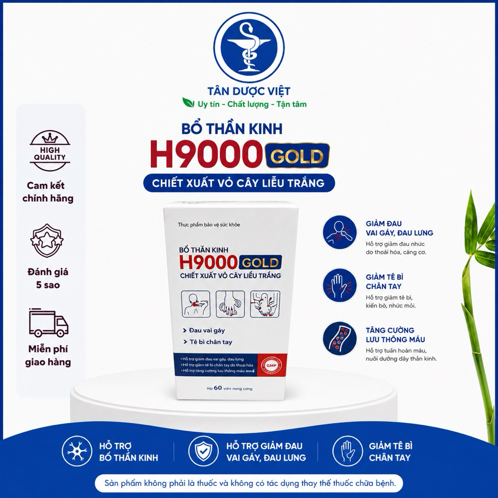 Hỗ trợ an thần, giảm đau dây thần kinh BỔ THANKINH H9000 GOLD hộp 1 lọ 60 viên