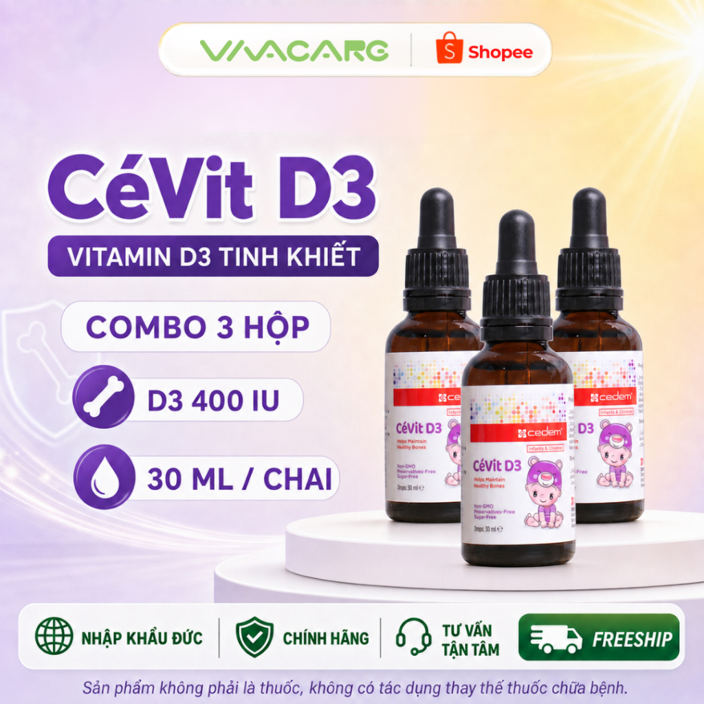 [Combo 3 Chai] CéVit D3 Drops D3 Cho Trẻ Sơ Sinh & Bé 0-8 Tuổi - Xương Chắc Khỏe Từ Đức