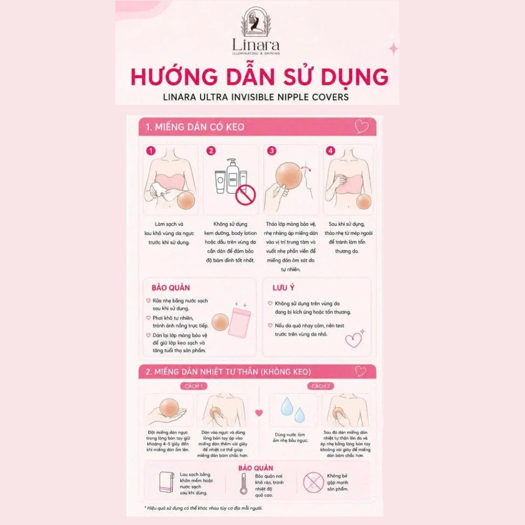 [QT] Giấy HDSD cho sản phẩm miếng dán ngực Linara
