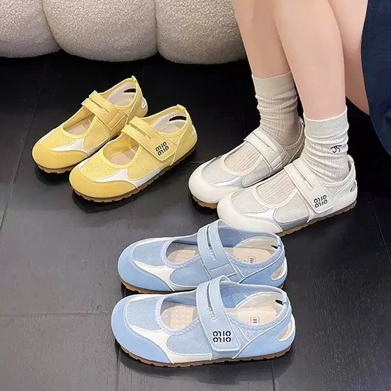 Giày Sneaker Mary Jane Nữ Phối Lưới Quai Dán Đi Học Đi Chơi Siêu Xinh - Lù Store - 6-13