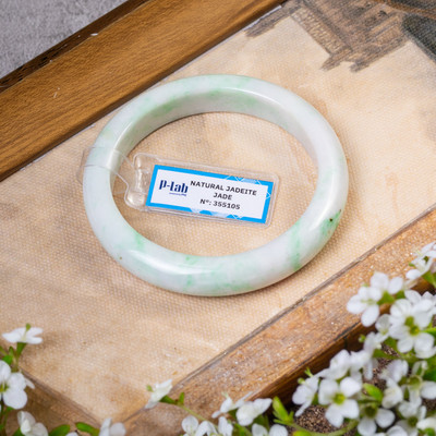 Vòng Tay Cẩm Thạch Mã 355105 Type A Bạch Đế Thanh Ni 58 - Ngọc Trai Trường Thịnh
