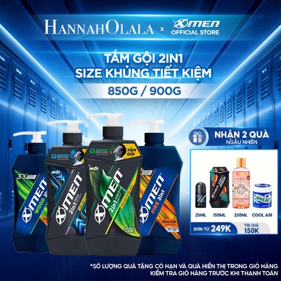 [HANNAH x XMEN][Dung Tích Lớn] Tắm Gội Nam XMen 850g 900g Amazon/Vegas/Wood/Fire - Hương Nước Hoa Phong Trần Nam Tính