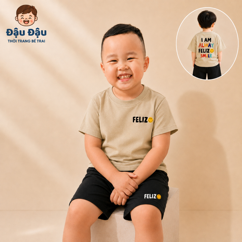 Bộ Đồ Bé Trai In Chữ Cá Tính Phong Cách Streetwear - Vải Cá Sấu Co Giãn 4 Chiều | Đậu Đậu (8-42kg)