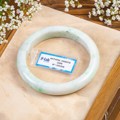 Vòng Tay Cẩm Thạch Mã 355106 Type A Bạch Đế Thanh Ni 56 - Ngọc Trai Trường Thịnh