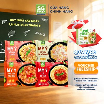 [Đông lạnh] Combo 4 Mỳ Ý SG Food 250g xốt bò bằm, xúc xích, xốt kem thịt xông khói, xốt kem cá hồi