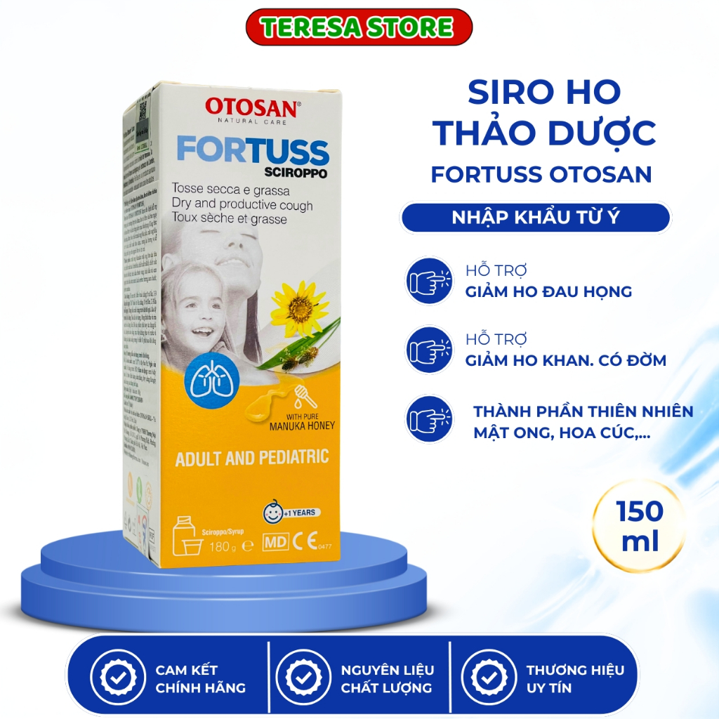 Siro Ho Cho Bé Otosan Fortuss Vị Mật Ong Ngọt Giảm Ho Khan, Đau Rát, Tan Đờm Chai 180g