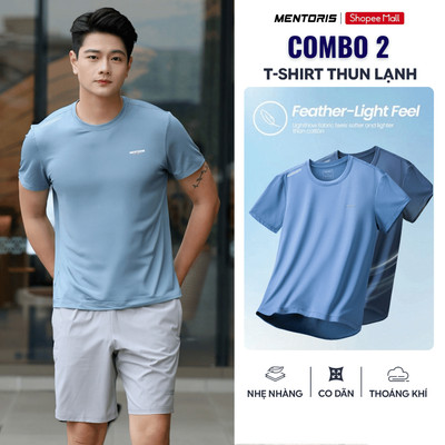 COMBO 2 Áo Thun Nam Thể Thao MENTORIS Vải Thun Lạnh Thông Hơi,SIÊU CO GIÃN,Form Regular Fit CB2.MATS25S001