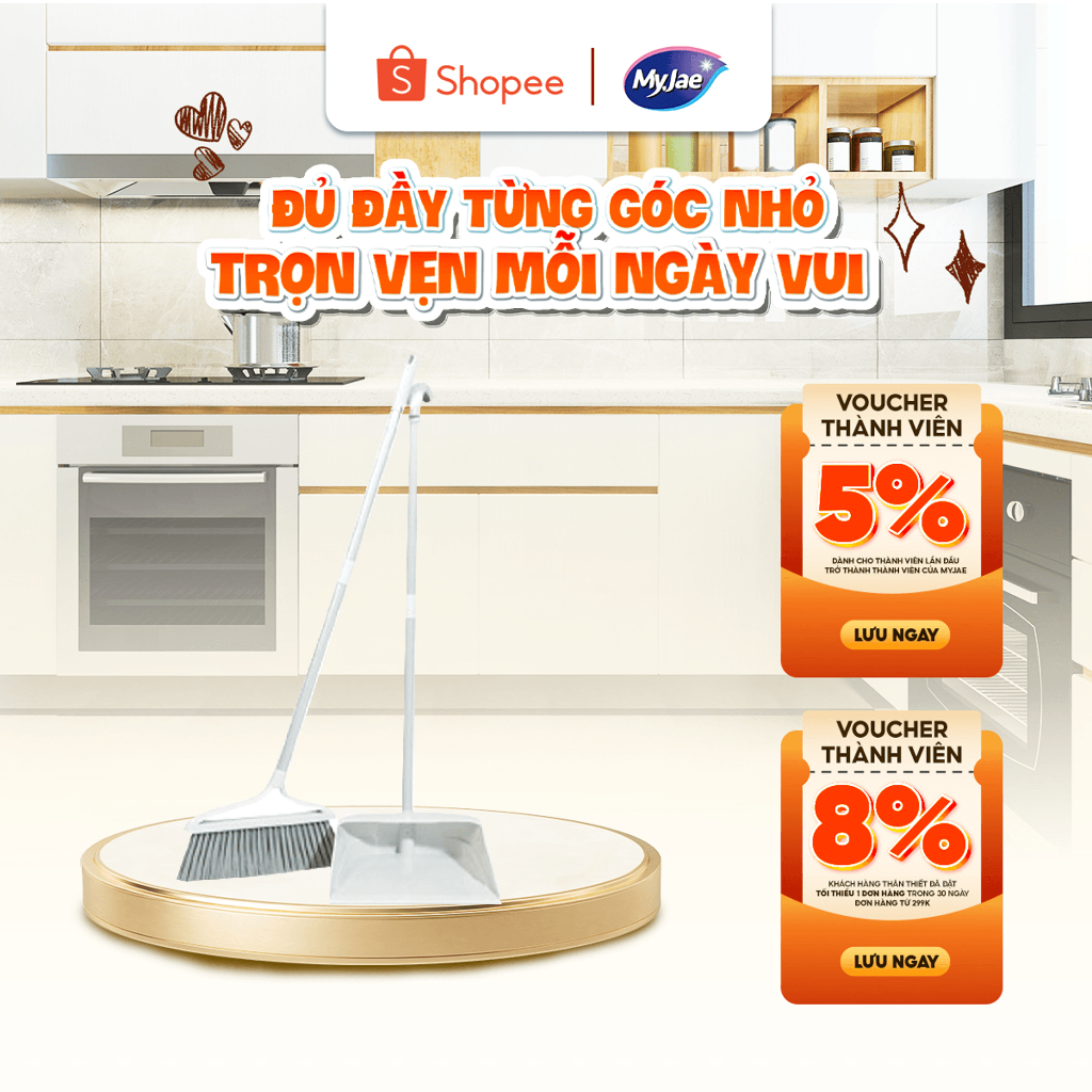 Set chổi quét nhà đa năng MyJae kèm hốt rác tiện dụng