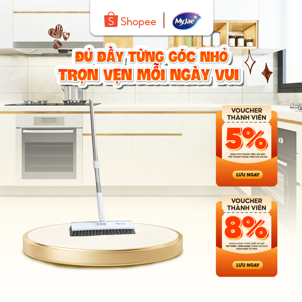 [DAILY LIVE T8] [2 trong 1] Chổi lau sàn MyJae làm sạch hiệu quả - Dụng cụ cạo và bàn chải tích hợp
