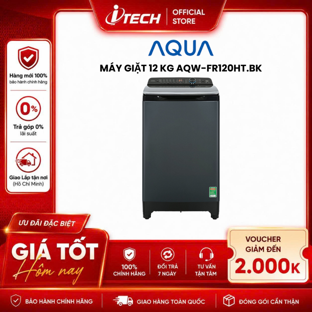 AQW-FR120HT - Máy giặt Aqua 12 kg AQW-FR120HT.BK - Hàng chính hãng