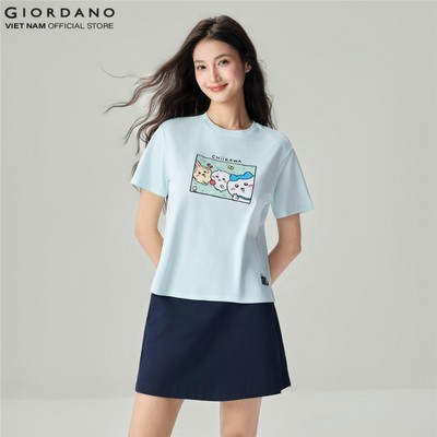 GIORDANO Áo Thun Nữ Ngắn Tay Cổ Tròn In Hình CHIIKAWA Print Tee 5396404-59