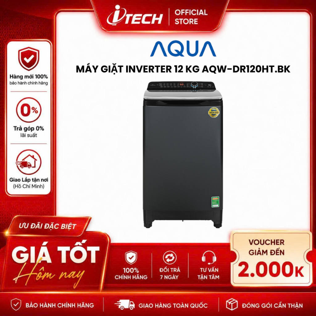 AQW-DR120HT - Máy giặt Aqua Inverter 12 kg AQW-DR120HT.BK - Hàng chính hãng
