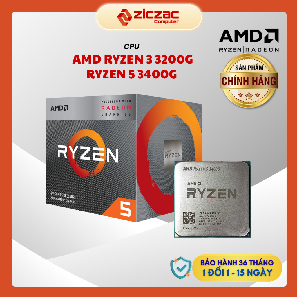 [Chính hãng] CPU AMD Ryzen 3 3200G Ryzen 5 3400G AM4 tích hợp card đồ họa Vega - new BH 36th