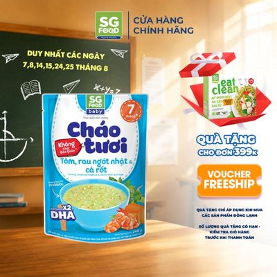 Cháo Tươi Baby Ăn Liền SG Food Tôm, Rau Ngót Nhật, Cà Rốt 240g