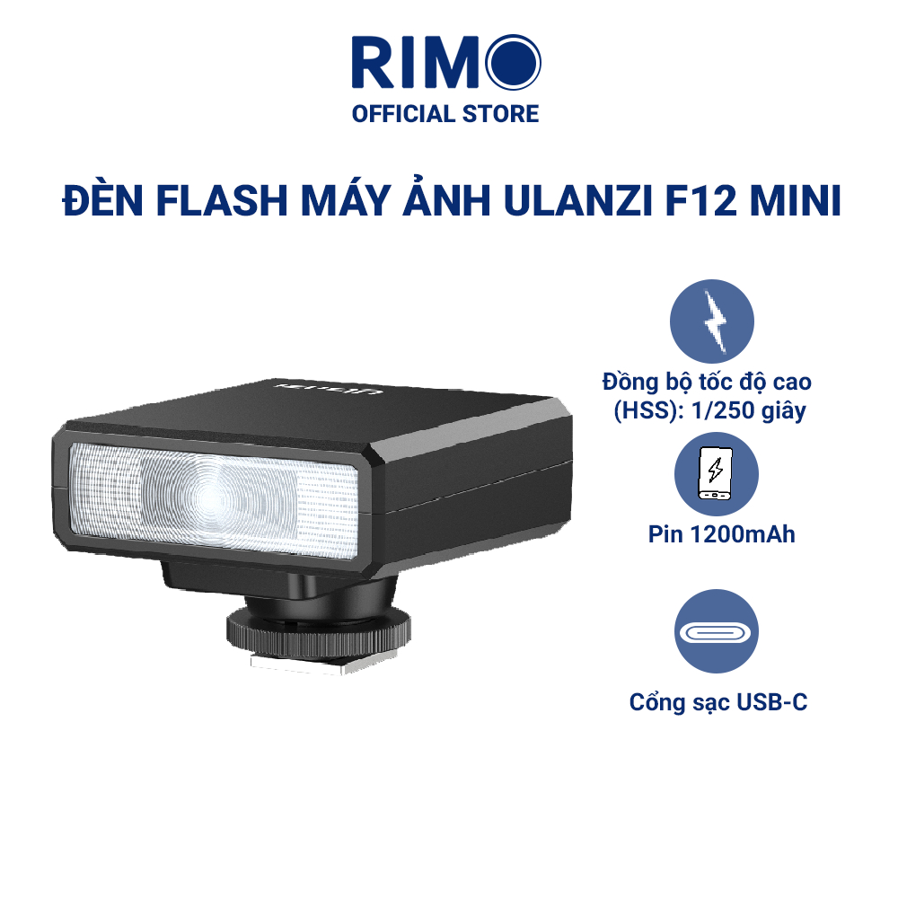 Đèn Flash Mini Ulanzi F12 dành cho máy ảnh độ màu 5600K GN 12 độ mờ từ 1% đến 100%