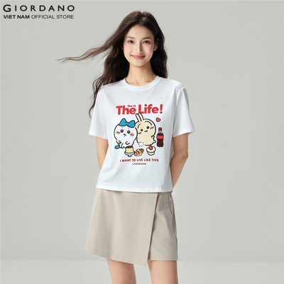 GIORDANO Áo Thun Nữ Ngắn Tay Cổ Tròn In Hình CHIIKAWA Print Tee 5396400-02